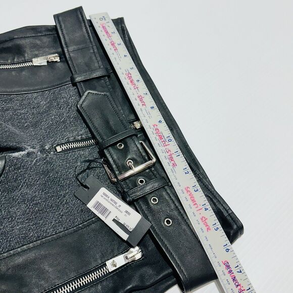 Versace Runway Black Leather Denim Size 42 US 6 Flared Pants Belted NWT $4875 - Picture 10 of 15